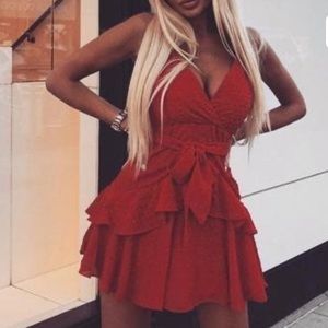 Red Tie Front Dress